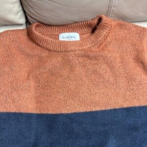 Goodfellow & Co Colorblock Crewneck Sweater - Rust and Navy NWT